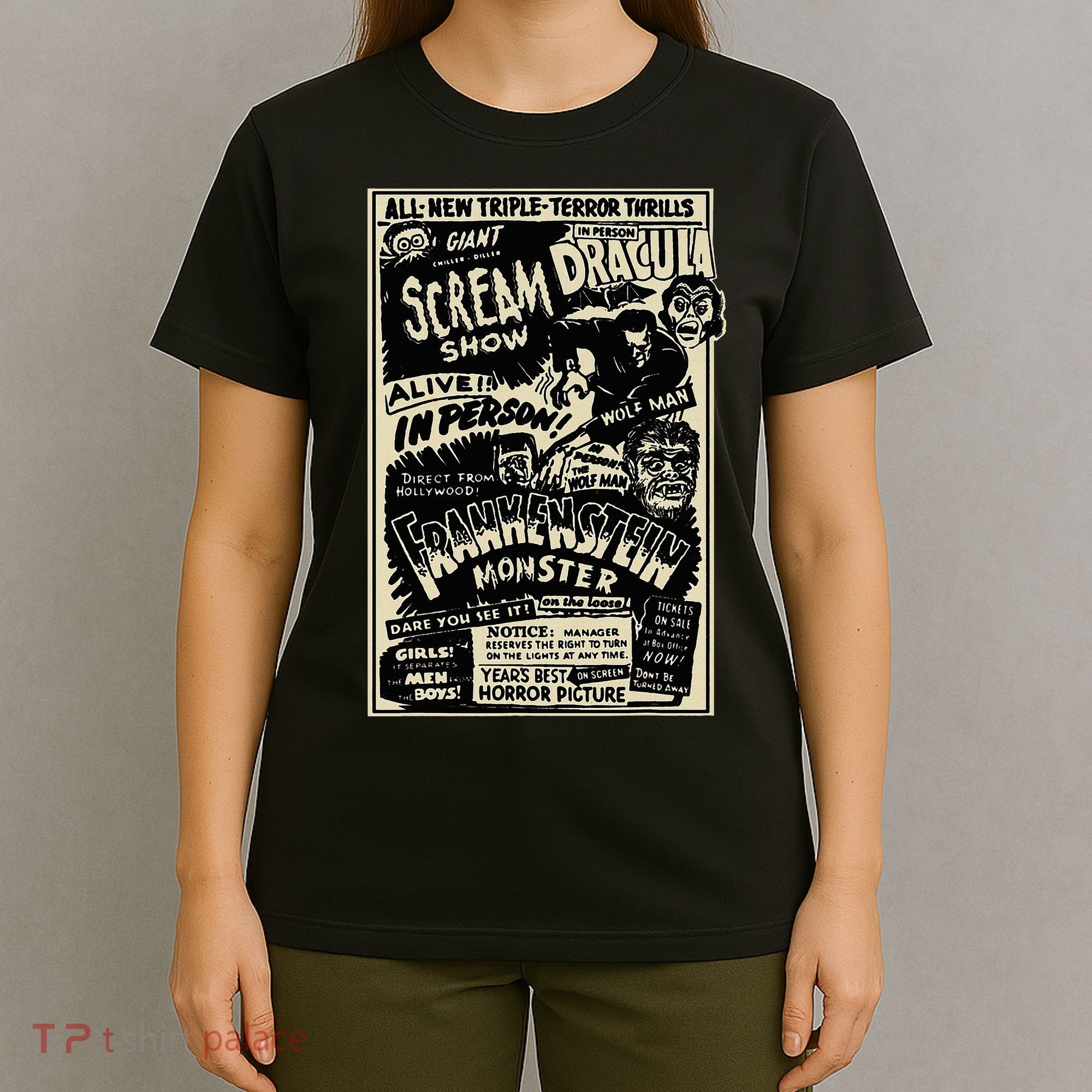 Horror Movie Monster Mummy Dracula Werewolf Frankenstein T-Shirt