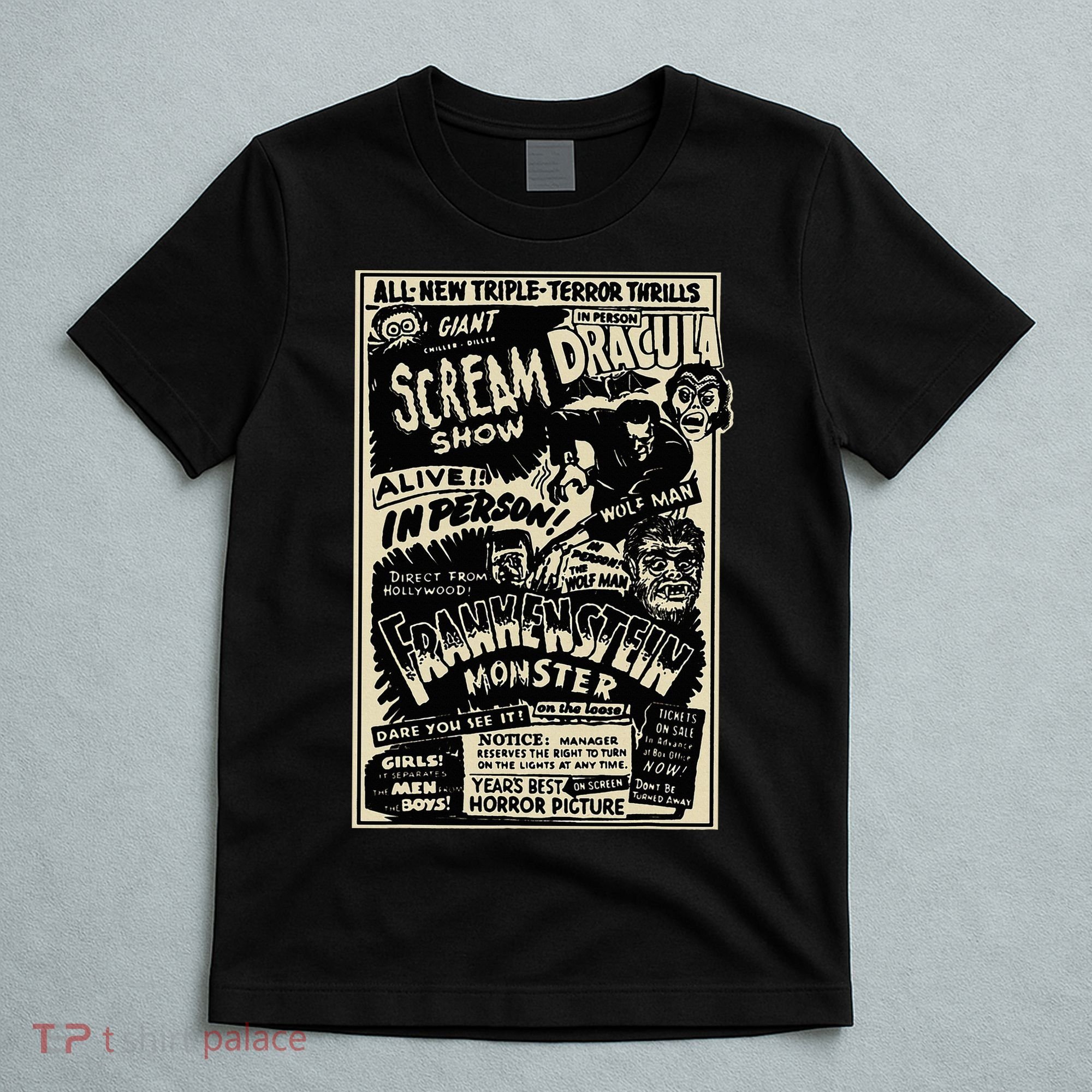 Horror Movie Monster Mummy Dracula Werewolf Frankenstein T-Shirt
