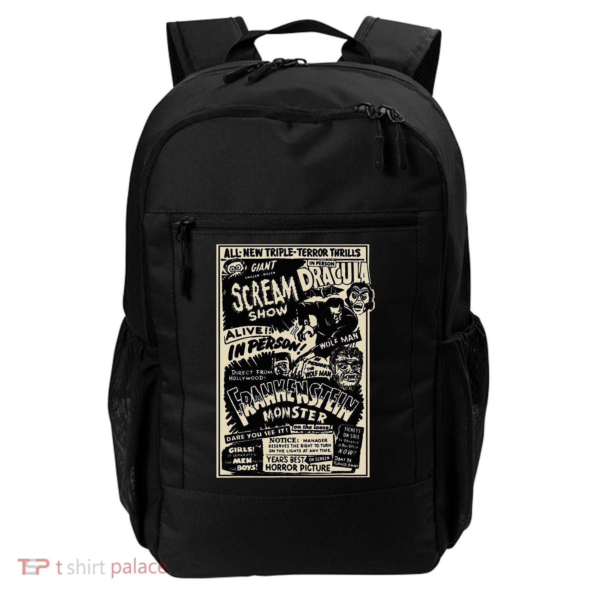 Horror Movie Monster Mummy Dracula Werewolf Frankenstein Backpack