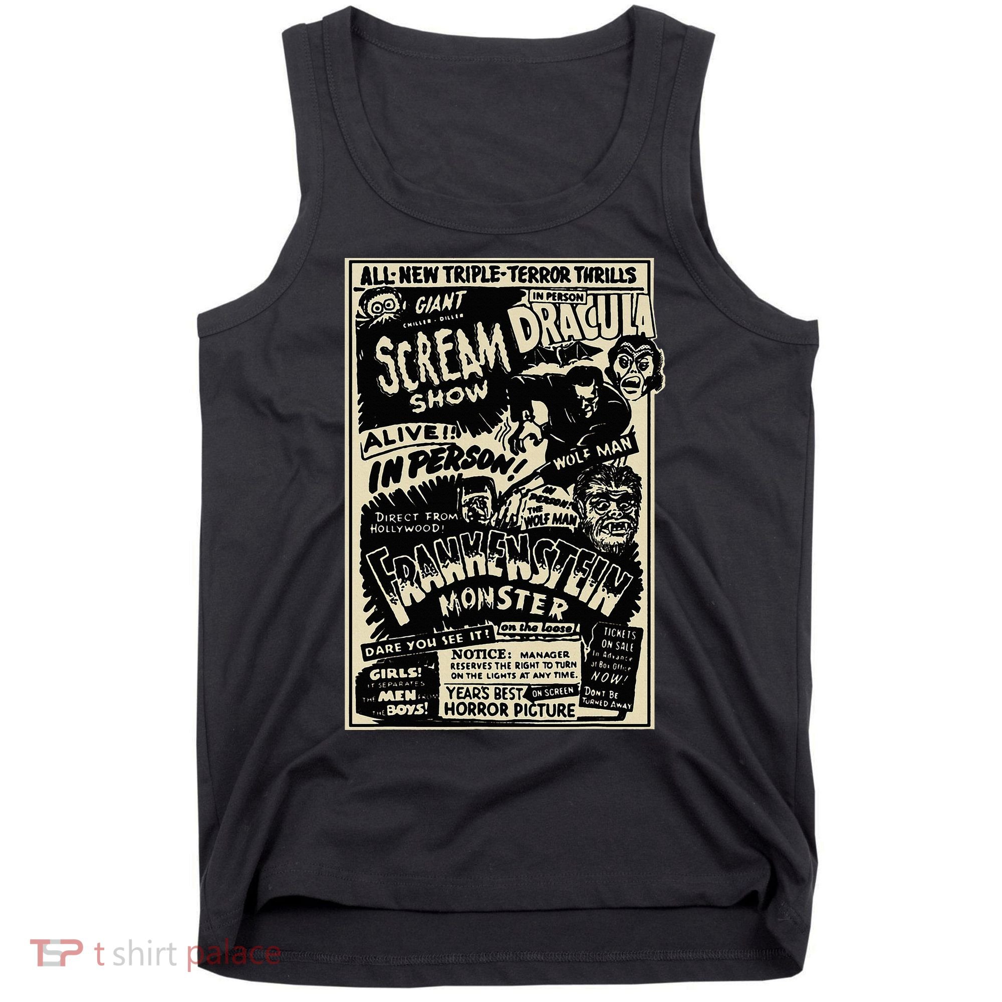Horror Movie Monster Mummy Dracula Werewolf Frankenstein Tank Top