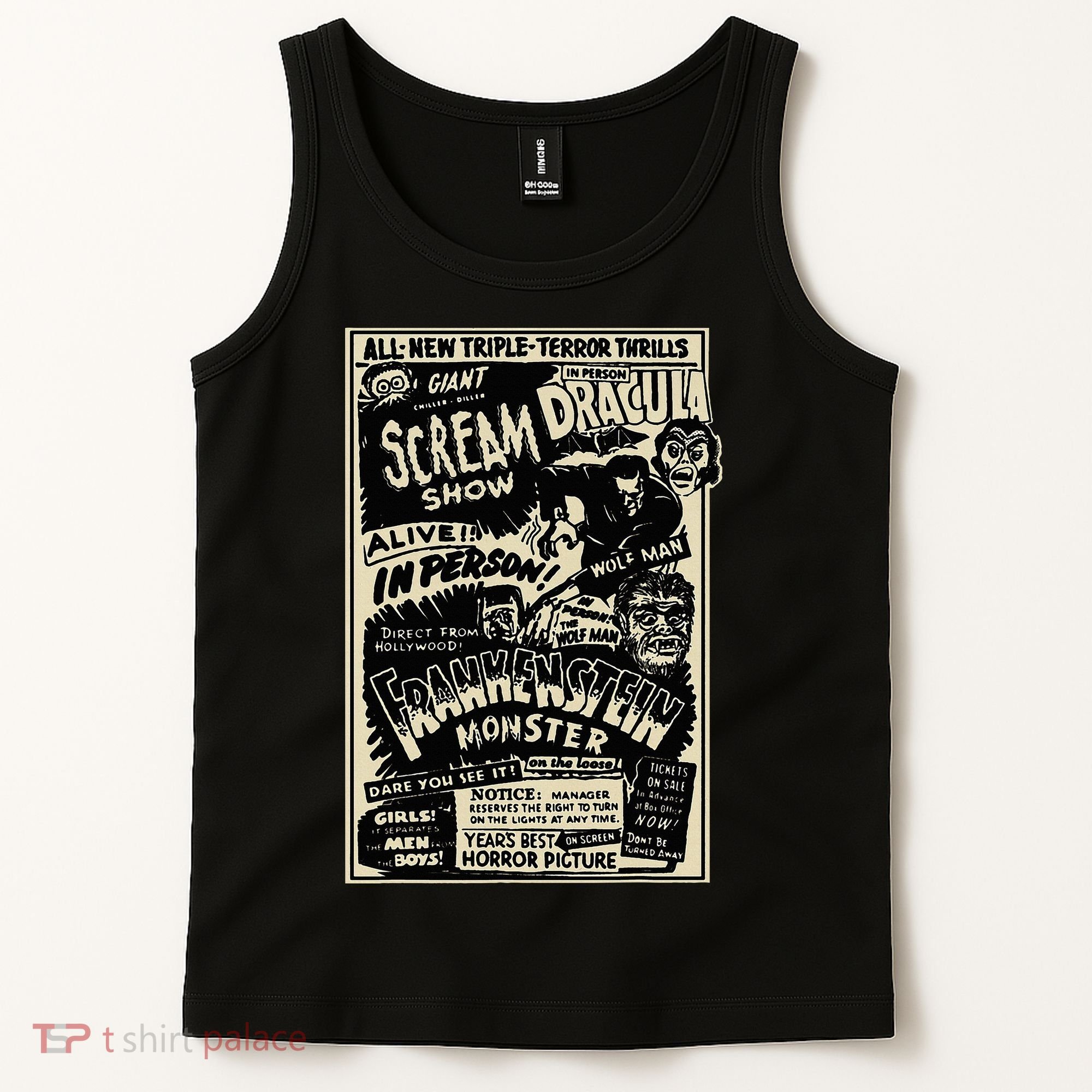 Horror Movie Monster Mummy Dracula Werewolf Frankenstein Tank Top