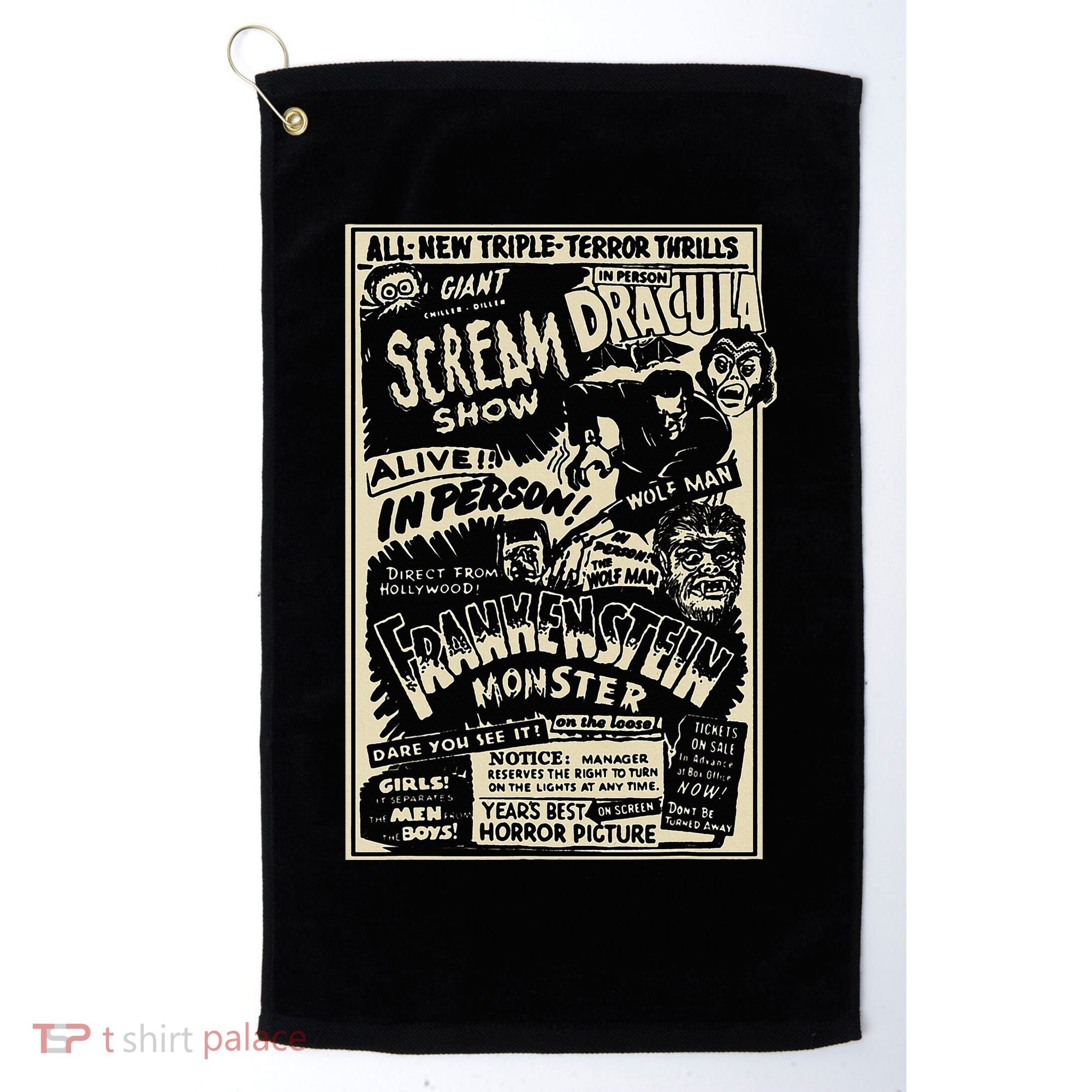 Horror Movie Monster Mummy Dracula Werewolf Frankenstein Golf Towel