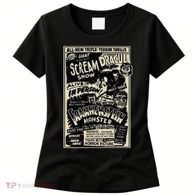Horror Movie Monster Mummy Dracula Werewolf Frankenstein Women's T-Shirt