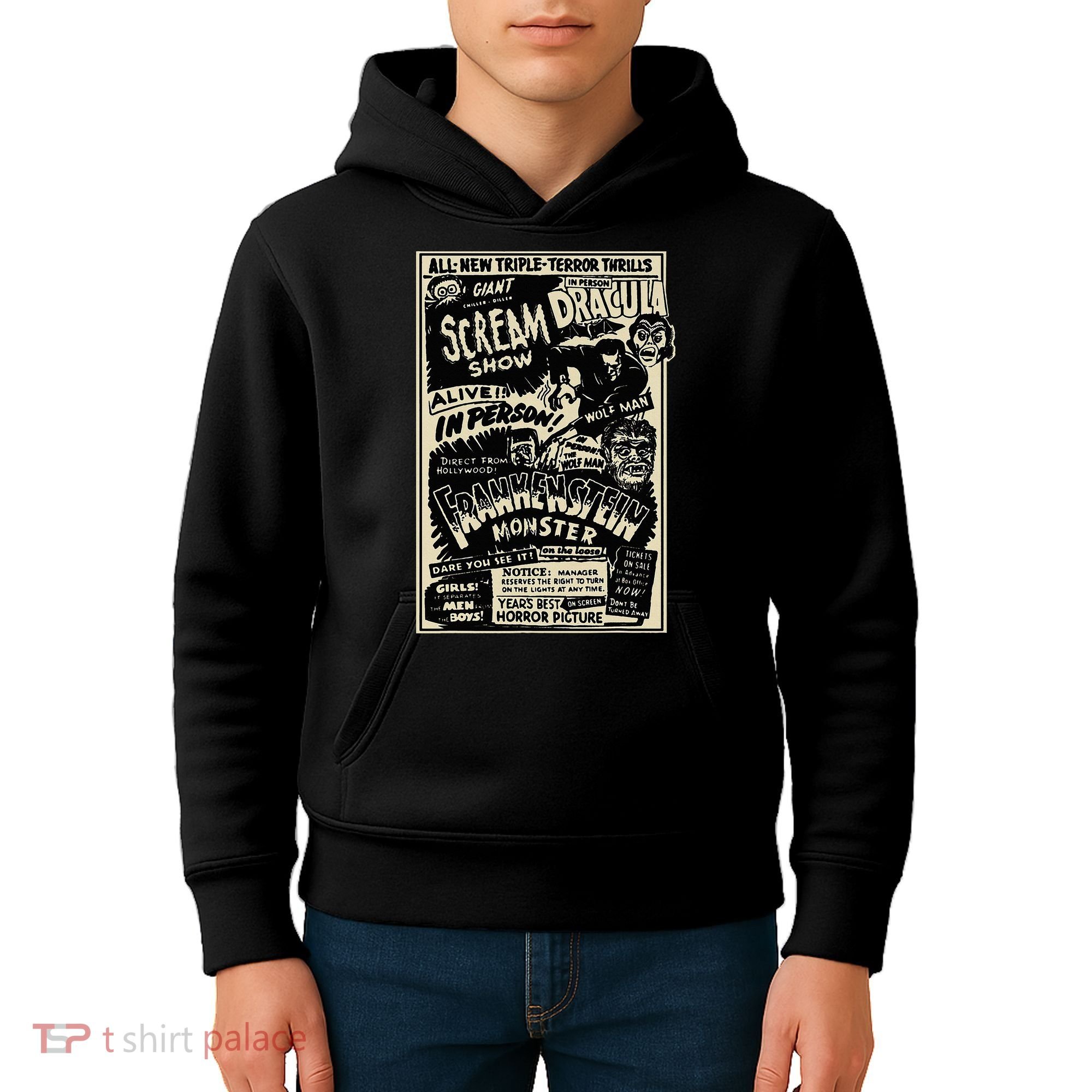 Horror Movie Monster Mummy Dracula Werewolf Frankenstein Kids Hoodie