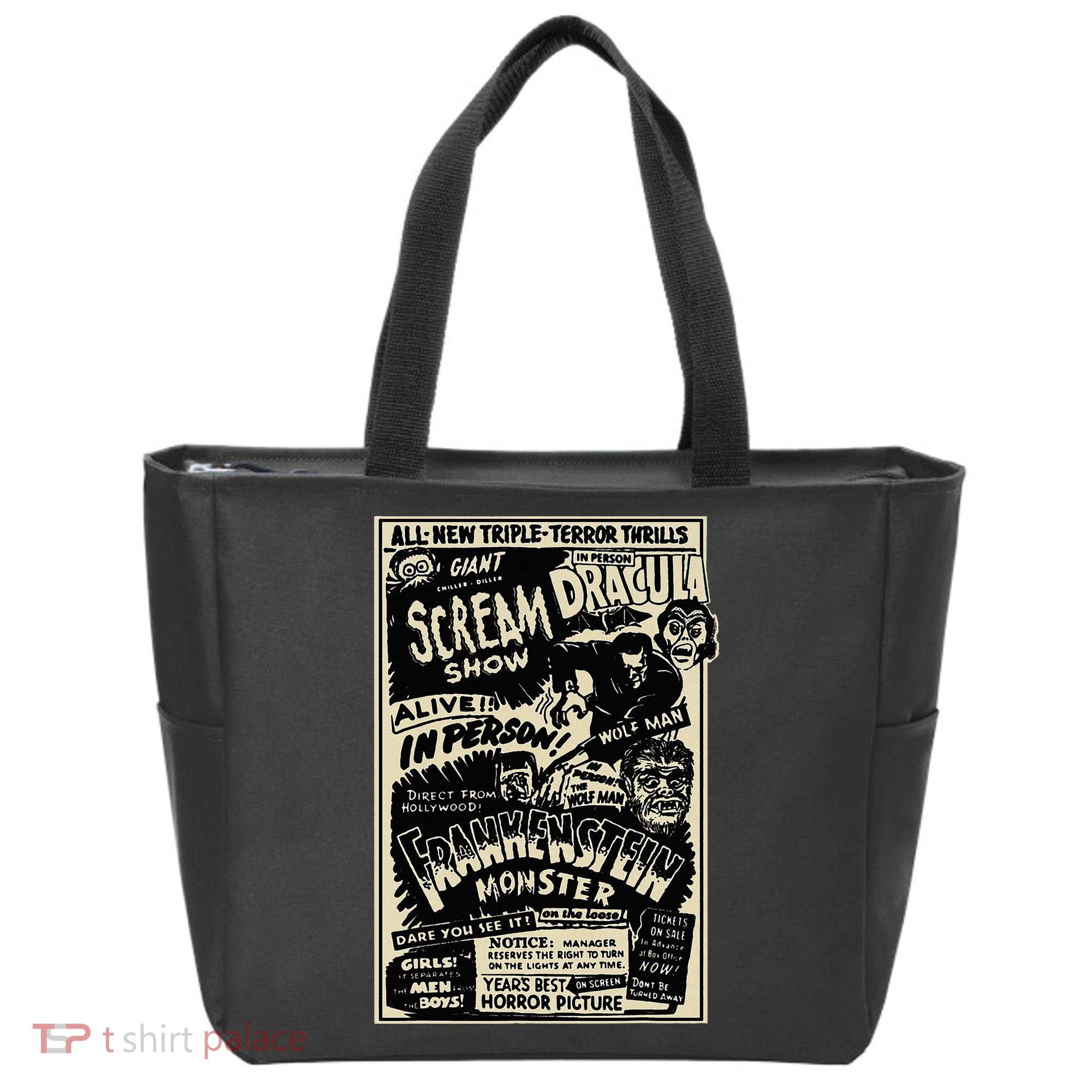 Horror Movie Monster Mummy Dracula Werewolf Frankenstein Tote Bag
