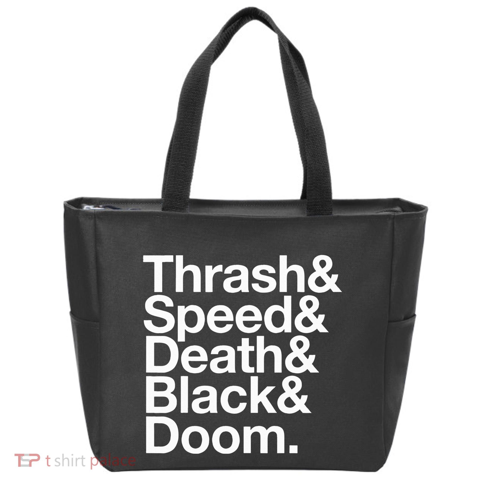 Heavy Metal Music Fan List Thrash Speed Doom Death Black Tote Bag