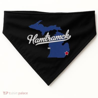 Hamtramck Michigan Mi Map USA-Made Doggie Bandana
