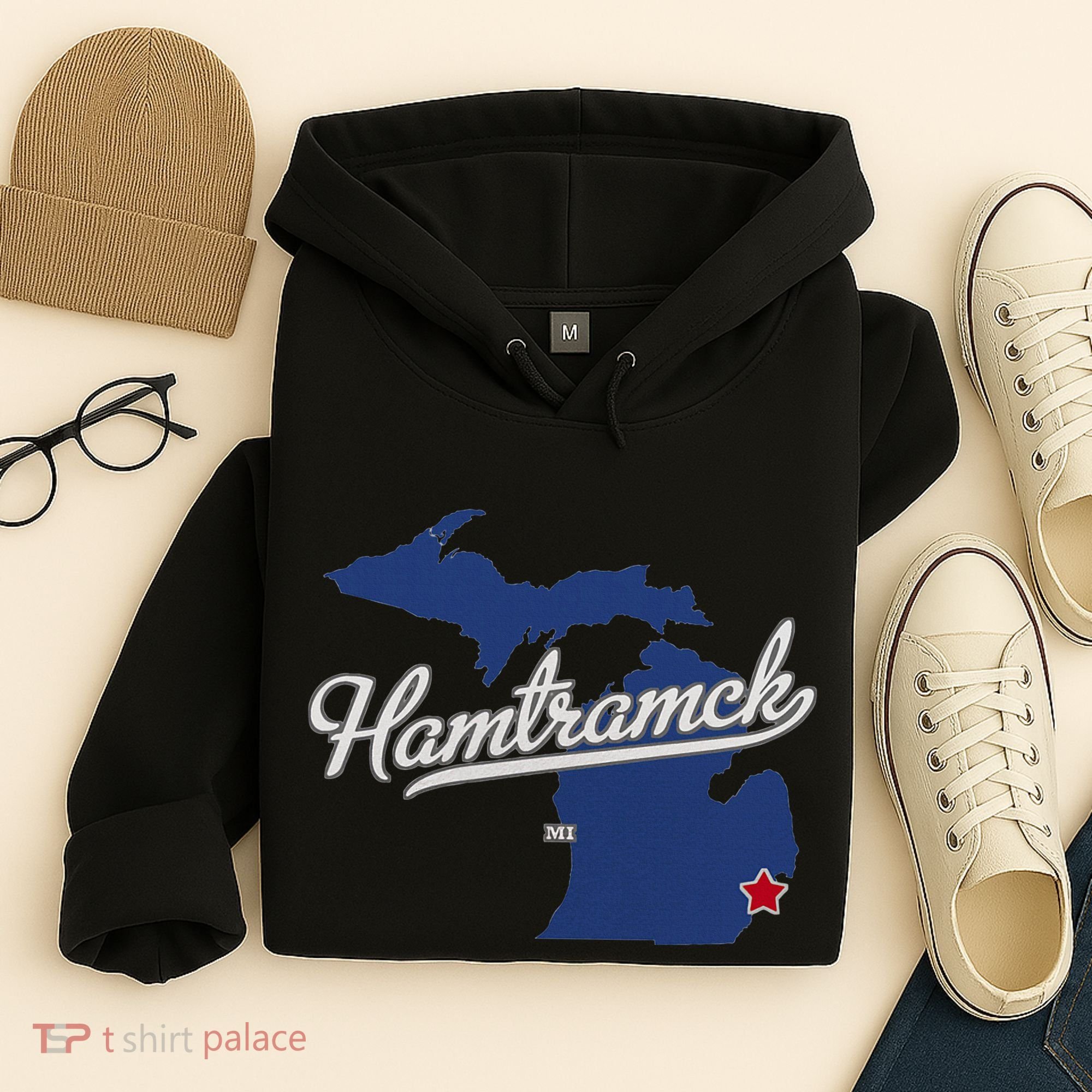 Hamtramck Michigan Mi Map Hoodie