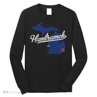 Hamtramck Michigan Mi Map Long Sleeve Shirt