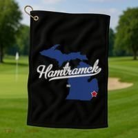 Hamtramck Michigan Mi Map Golf Towel thumb 1