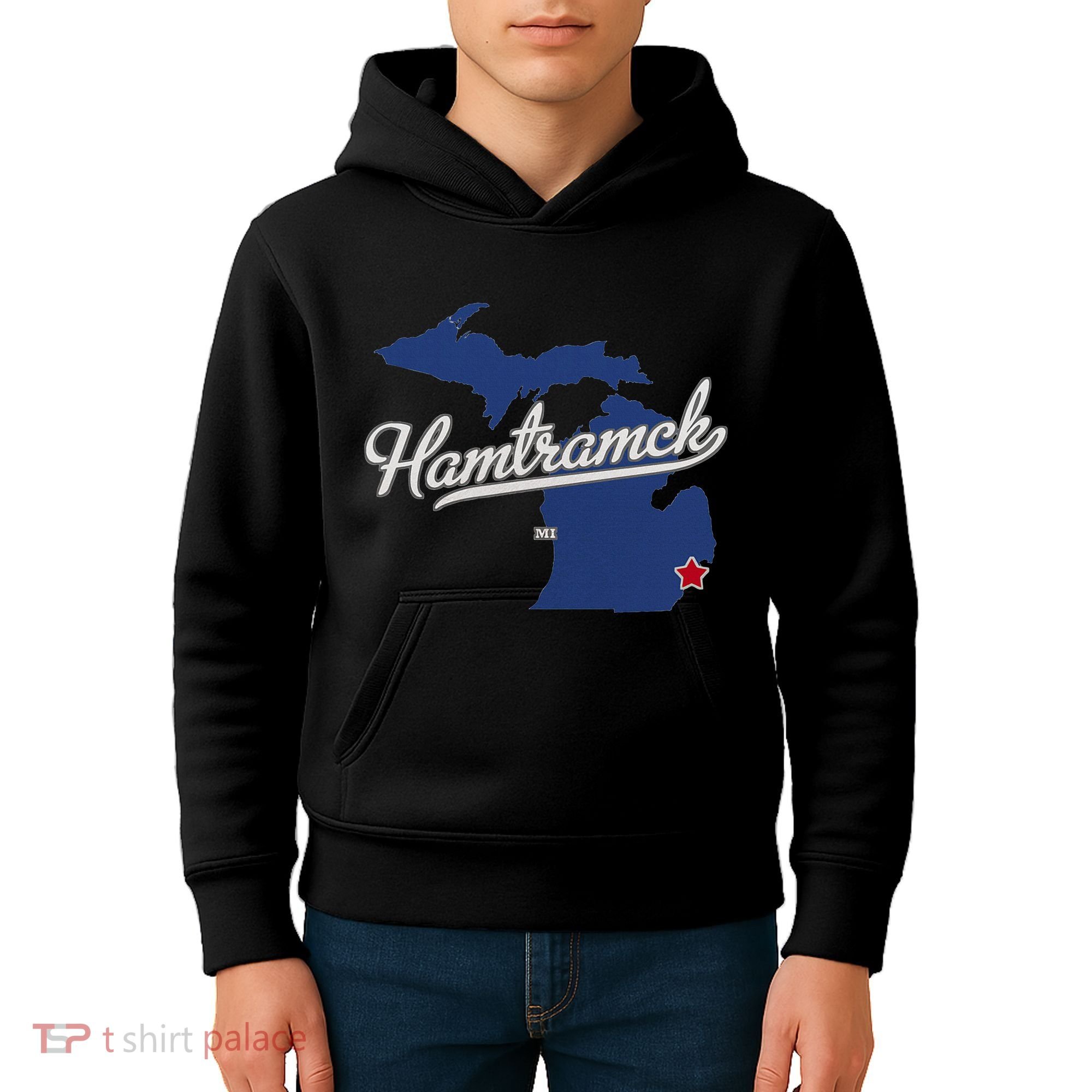 Hamtramck Michigan Mi Map Kids Hoodie