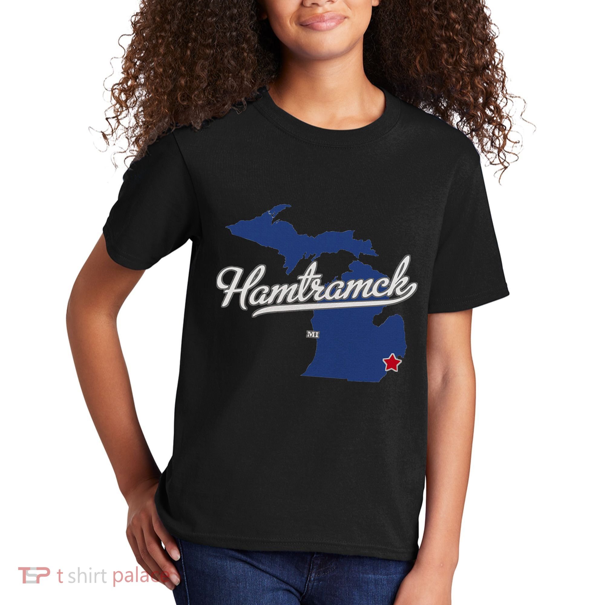 Hamtramck Michigan Mi Map Kids T-Shirt