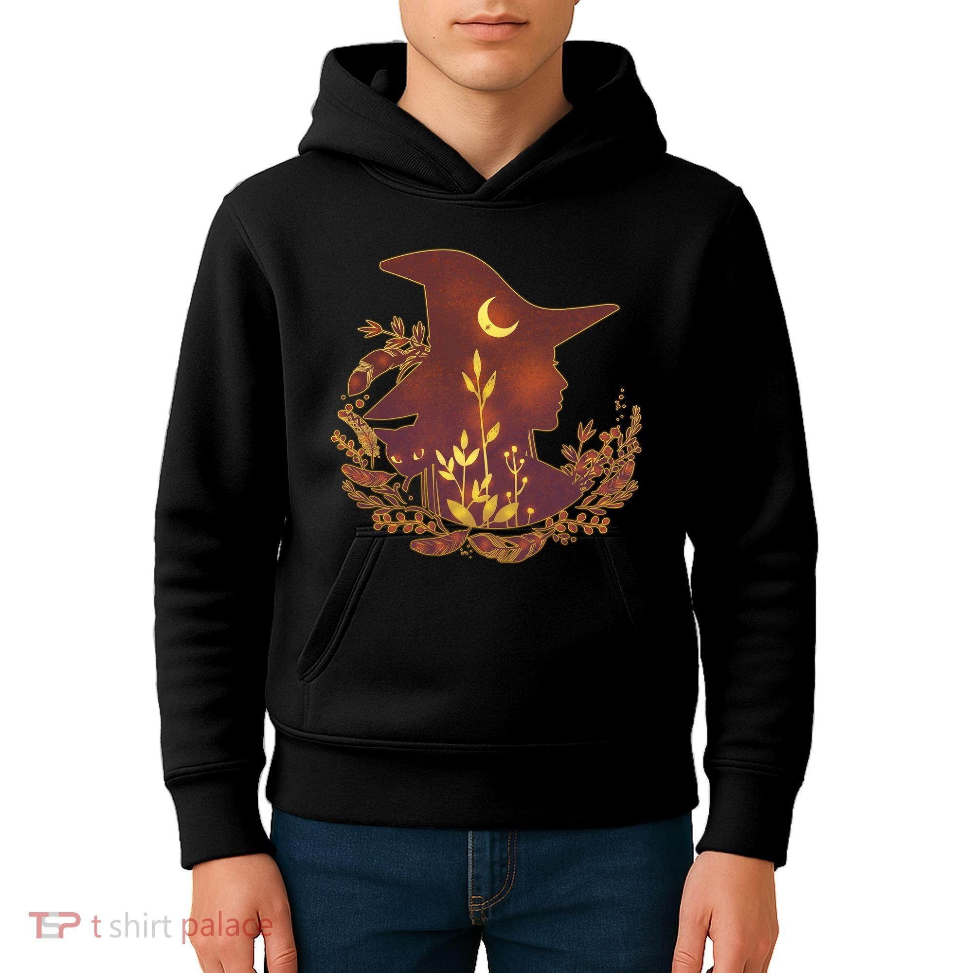 Halloween Mystical Nature Witch Kids Hoodie