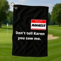 Hello My Name Is Ager Im With Karen Couples Costume Meaningful Gift Golf Towel thumb 1