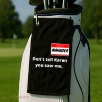 Hello My Name Is Ager Im With Karen Couples Costume Meaningful Gift Golf Towel thumb 2