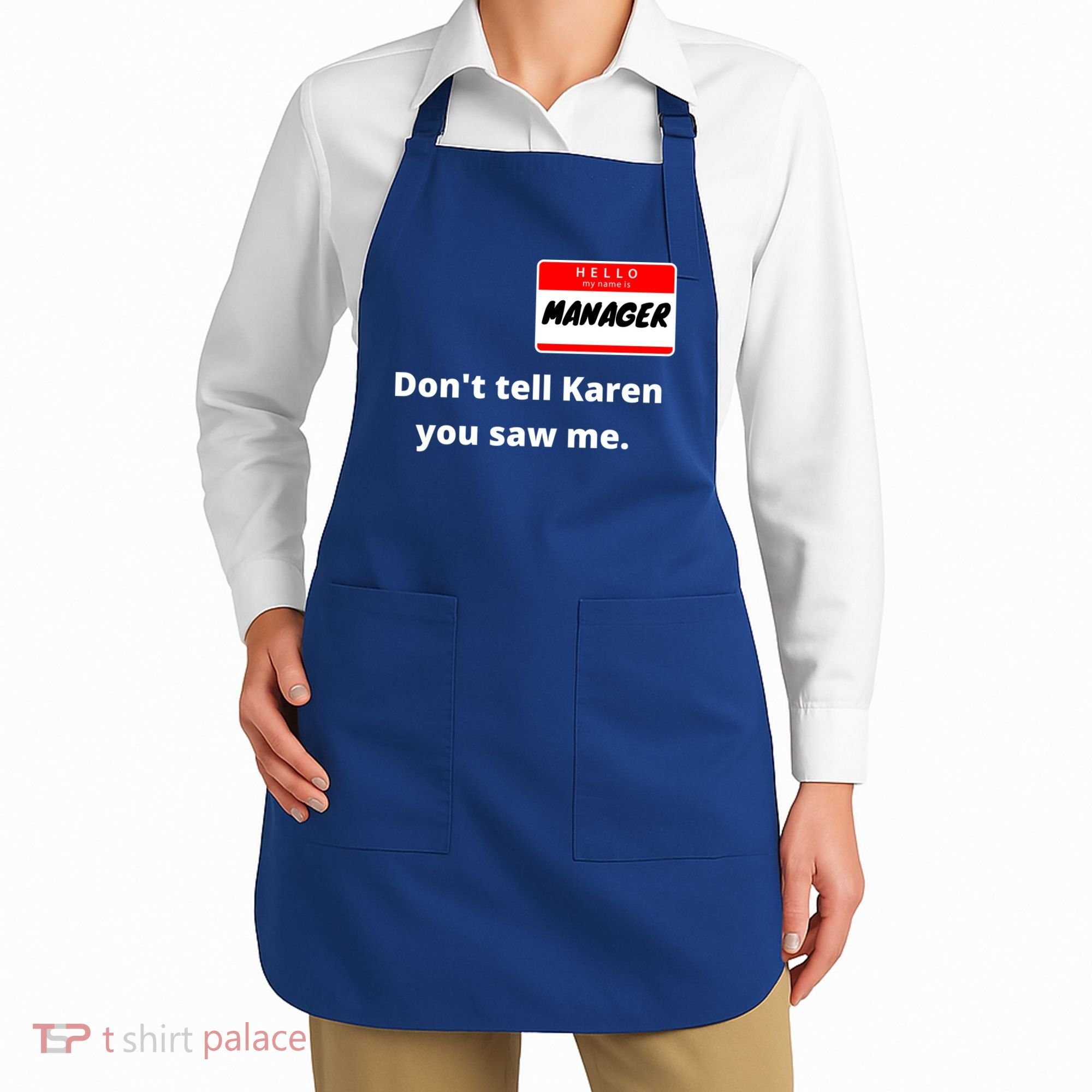 Hello My Name Is Ager Im With Karen Couples Costume Meaningful Gift Apron