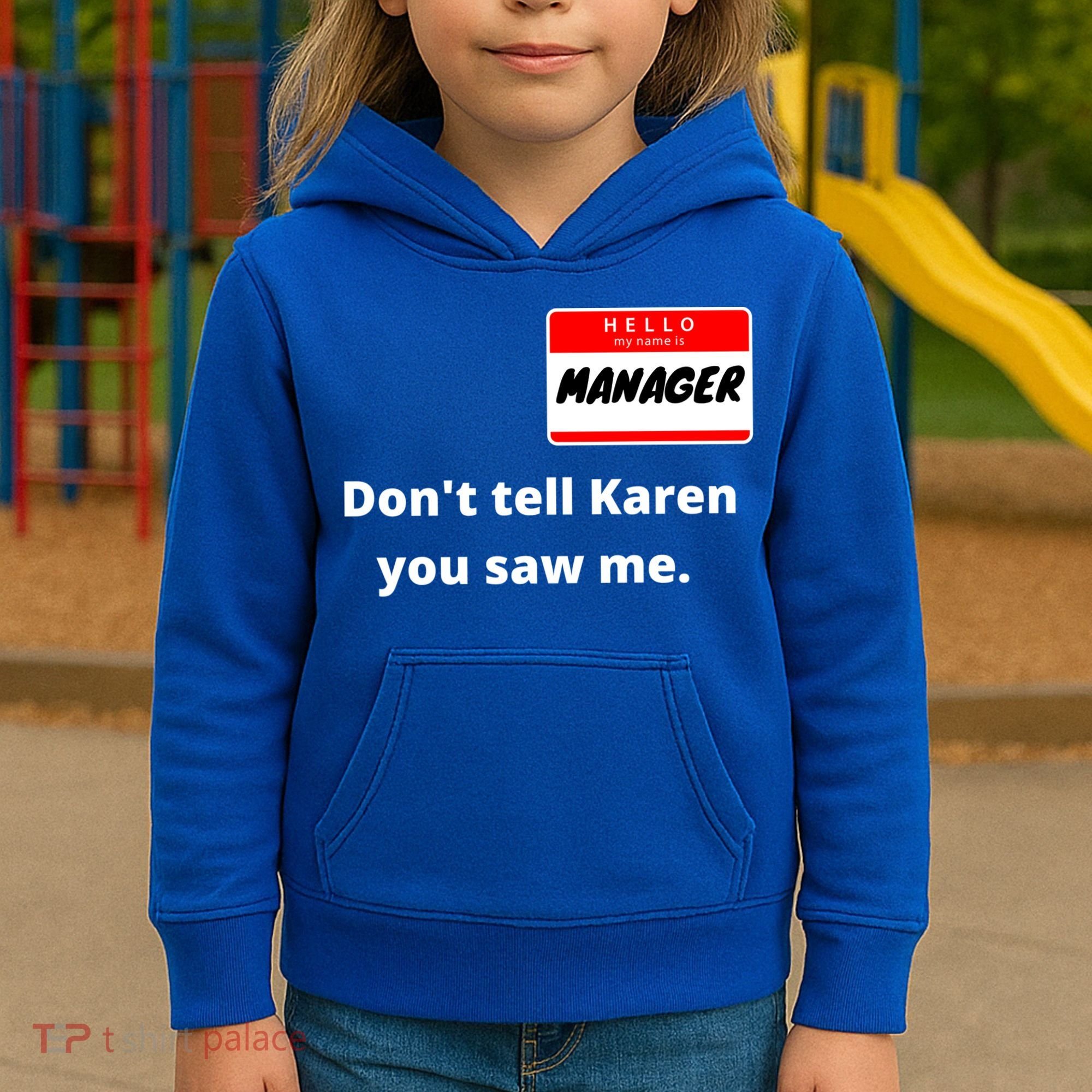 Hello My Name Is Ager Im With Karen Couples Costume Meaningful Gift Kids Hoodie