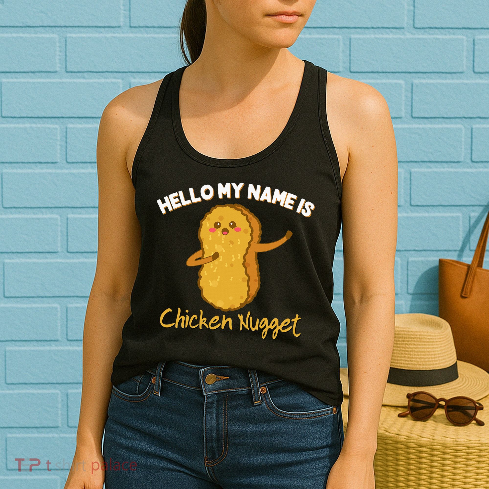 Hello My Name Is Chicken Nugget Costume Chicken Women's Tank Top