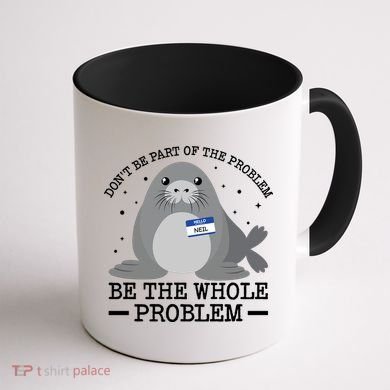 Hello My Name Is Neil Funny Seal Character Gift Coffee Mug back