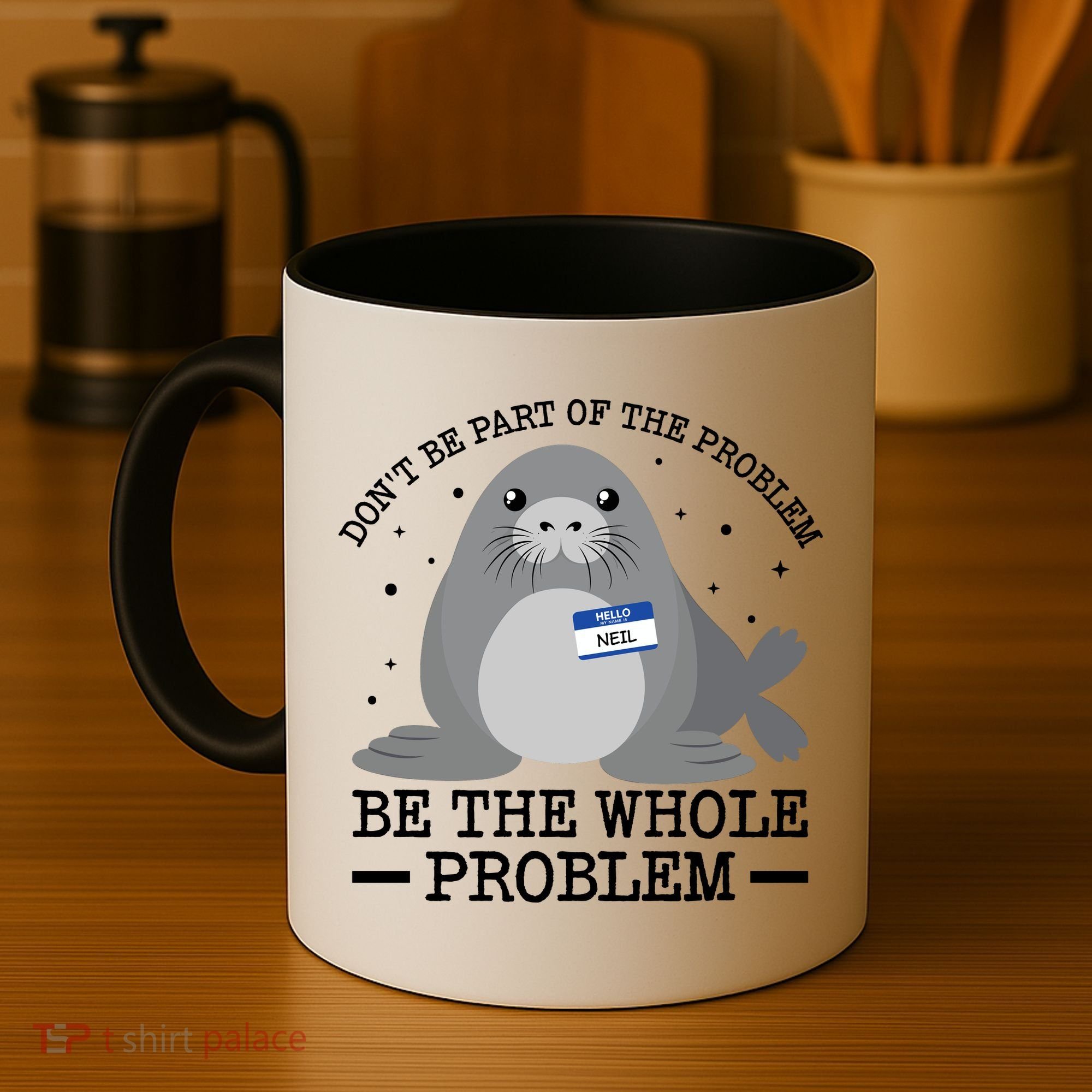 Hello My Name Is Neil Funny Seal Character Gift Coffee Mug