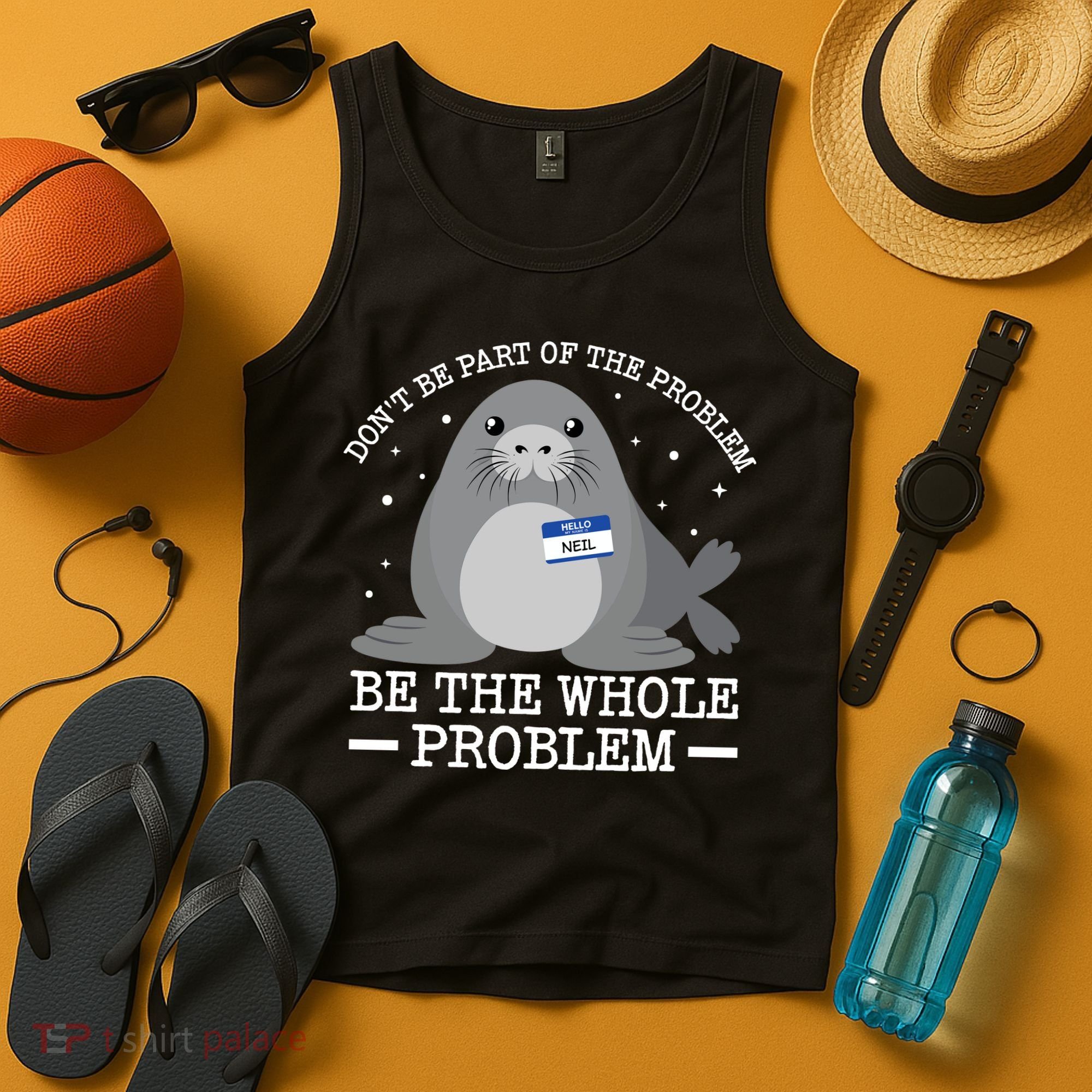 Hello My Name Is Neil Funny Seal Character Gift Tank Top
