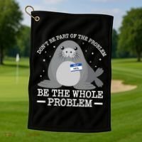 Hello My Name Is Neil Funny Seal Character Gift Golf Towel thumb 1