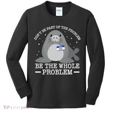 Hello My Name Is Neil Funny Seal Character Gift Kids Long Sleeve Shirt
