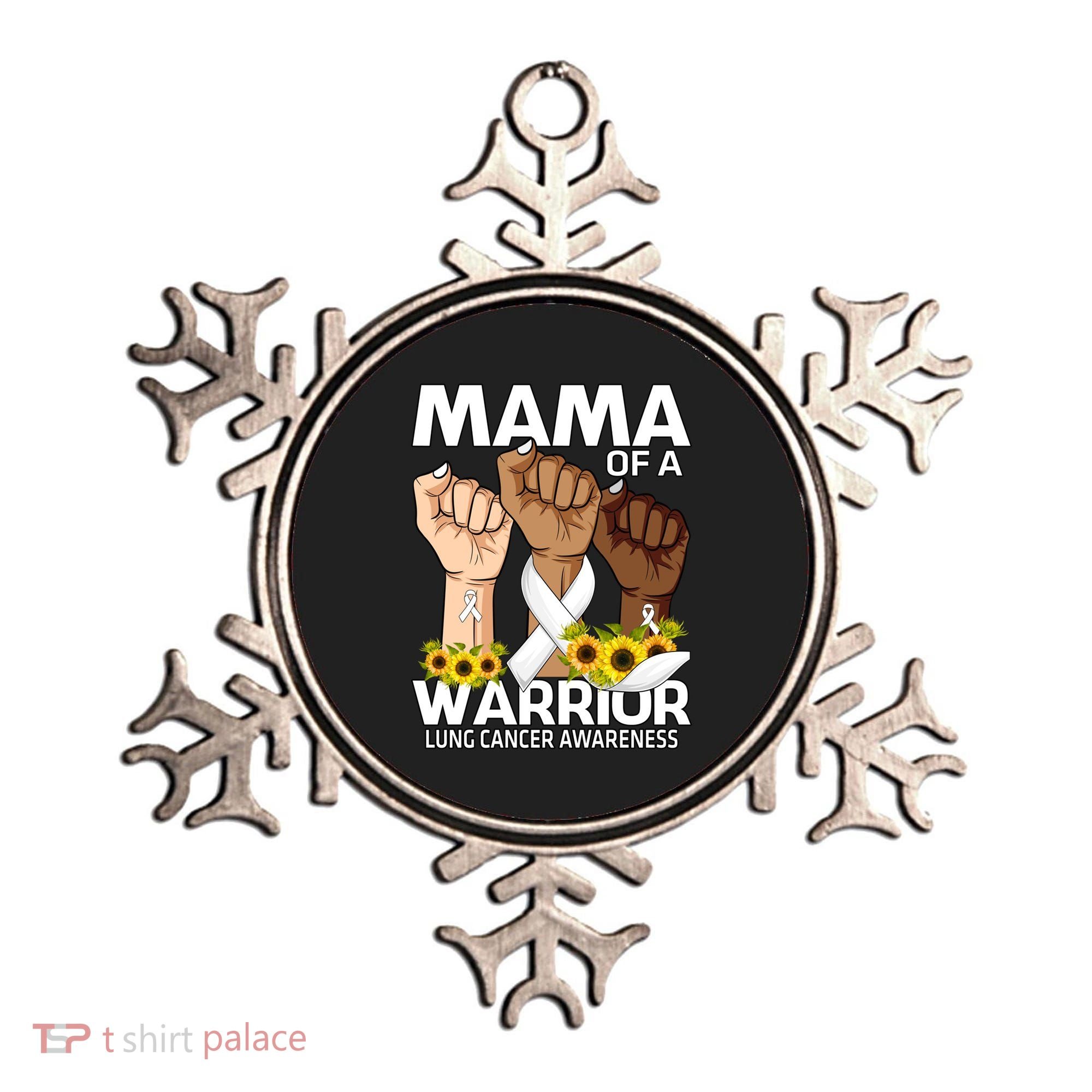 Hand Mama Of A Warrior Lung Cancer Awareness Gift Ornament