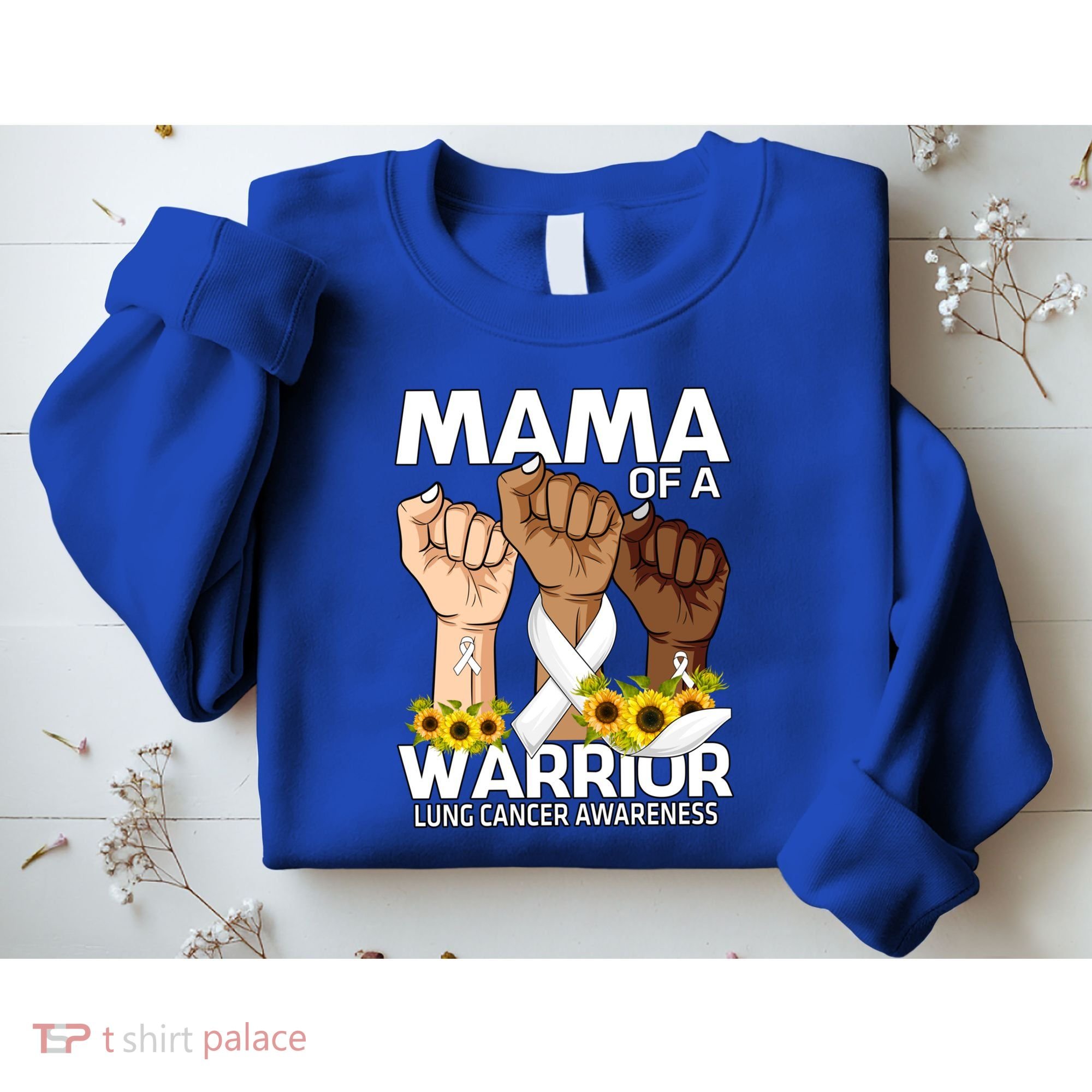 Hand Mama Of A Warrior Lung Cancer Awareness Gift Sweatshirt