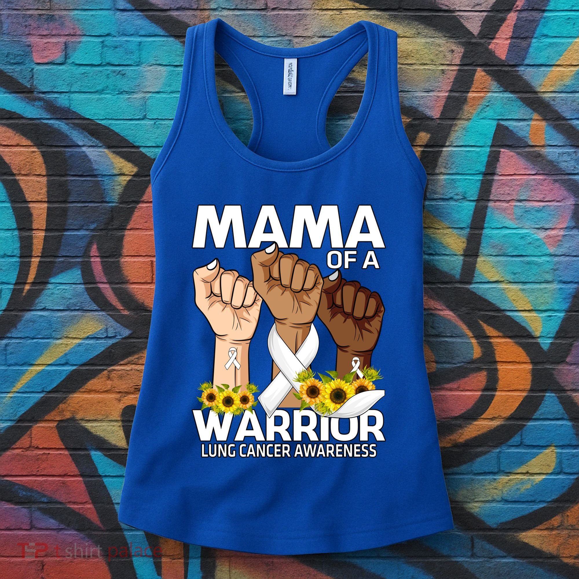 Hand Mama Of A Warrior Lung Cancer Awareness Gift Women's Tank Top