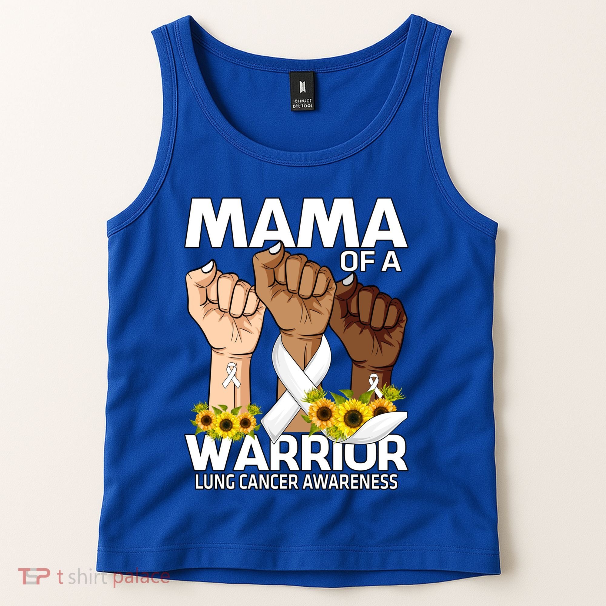 Hand Mama Of A Warrior Lung Cancer Awareness Gift Tank Top