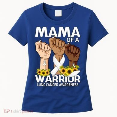 Hand Mama Of A Warrior Lung Cancer Awareness Gift Women's T-Shirt