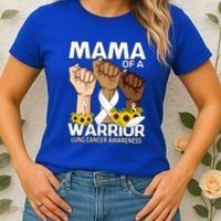Hand Mama Of A Warrior Lung Cancer Awareness Gift Women's T-Shirt thumb 2