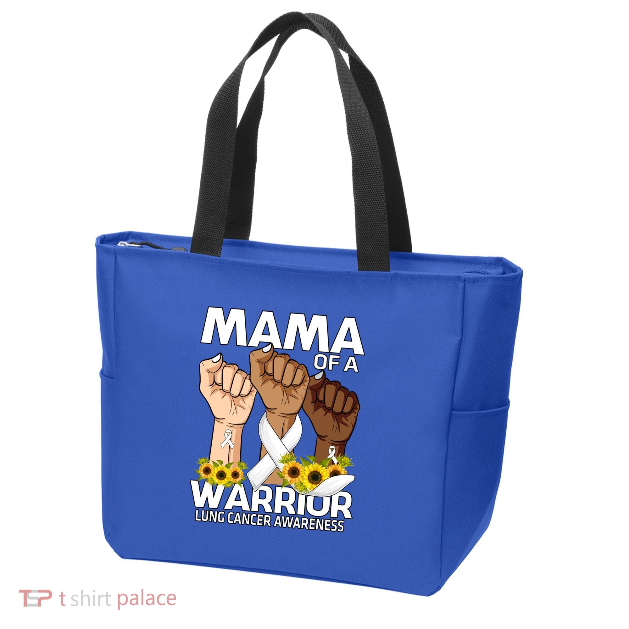 Hand Mama Of A Warrior Lung Cancer Awareness Gift Tote Bag