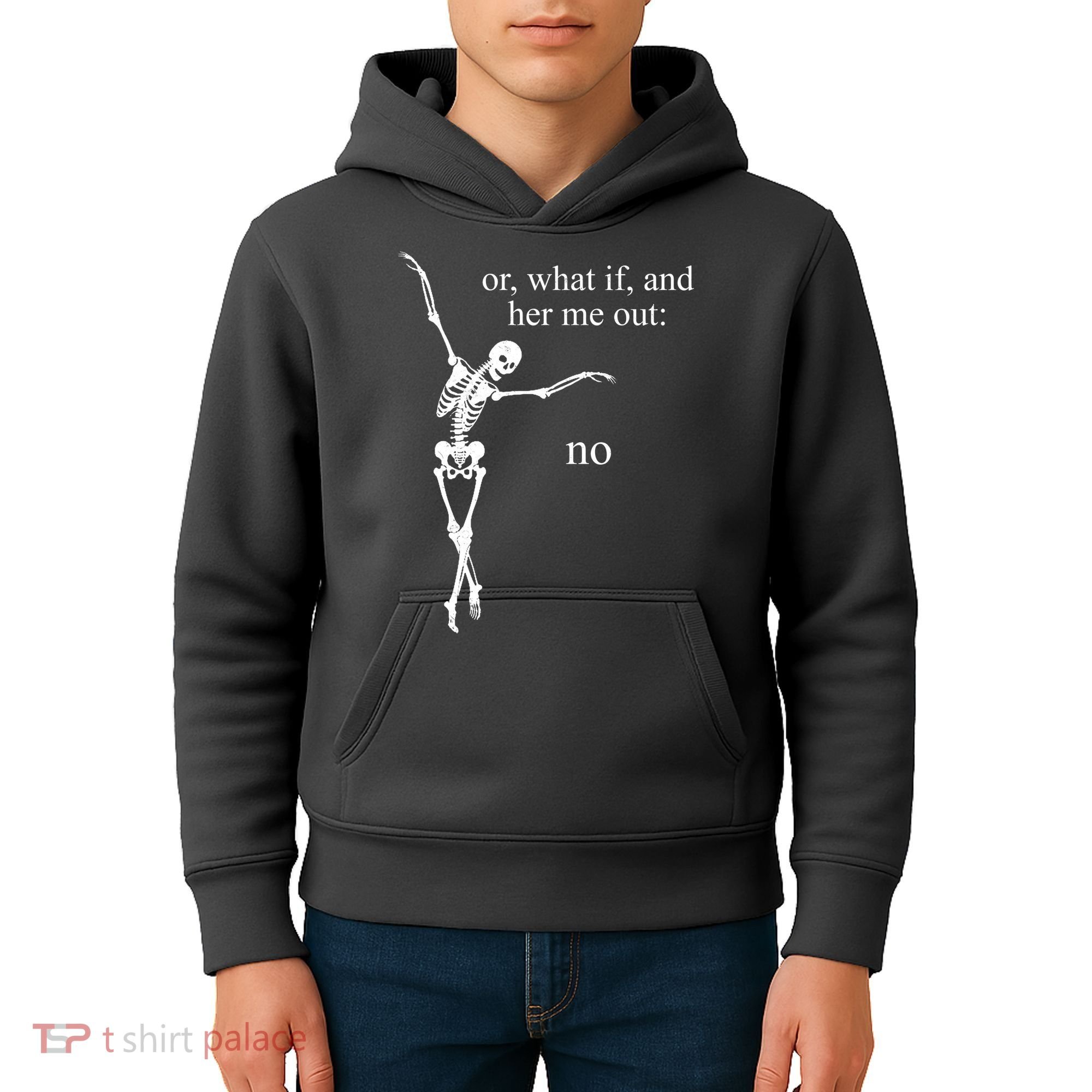 Hear Me Out No Funny Sassy Skeleton Gift Kids Hoodie