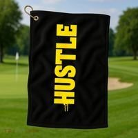 HUSTLE MODE ON , HARD Motivational Saying Golf Towel thumb 1