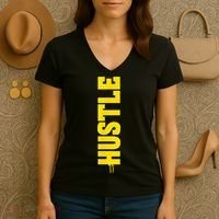HUSTLE MODE ON , HARD Motivational Saying Women's V-Neck T-Shirt thumb 3