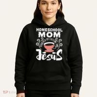 Homeschool Mom Powered By Caffeine And Jesus Homeschooling Hoodie thumb 5