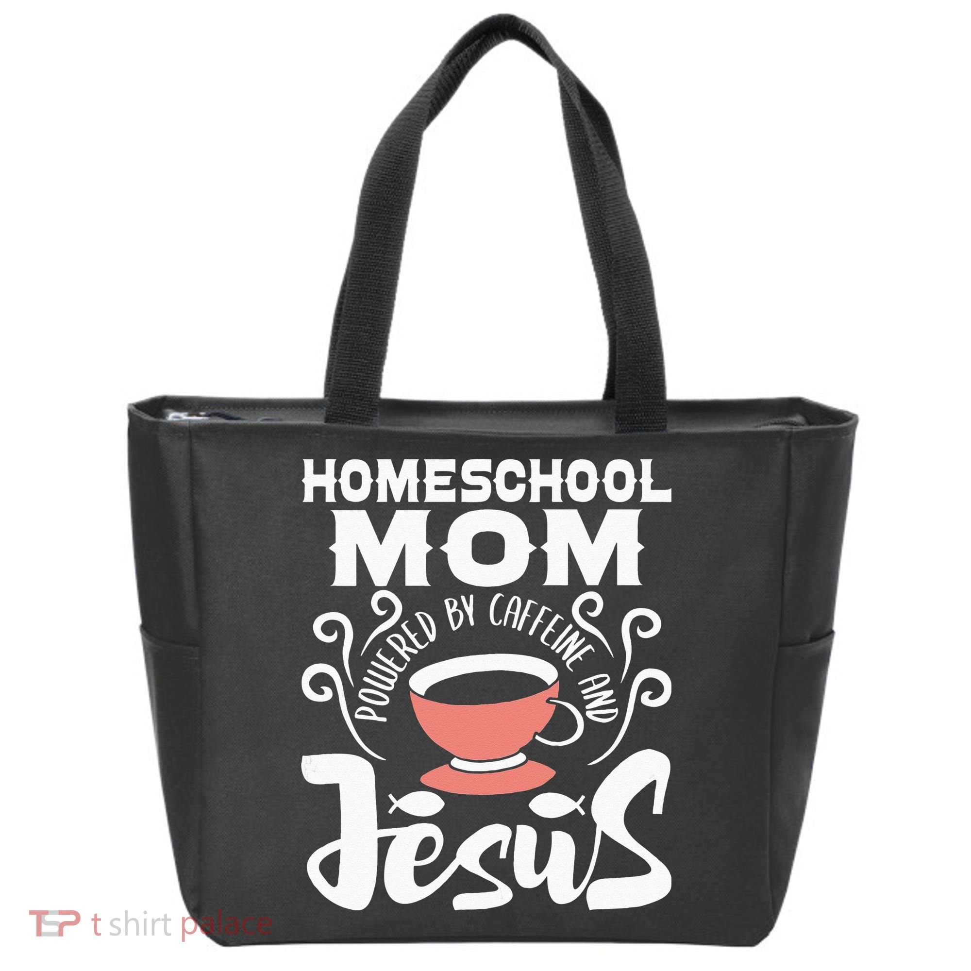 Homeschool Mom Powered By Caffeine And Jesus Homeschooling Tote Bag