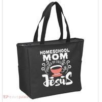Homeschool Mom Powered By Caffeine And Jesus Homeschooling Tote Bag thumb 2
