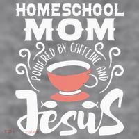 Homeschool Mom Powered By Caffeine And Jesus Homeschooling Women's Racerback Cropped Tank thumb 2