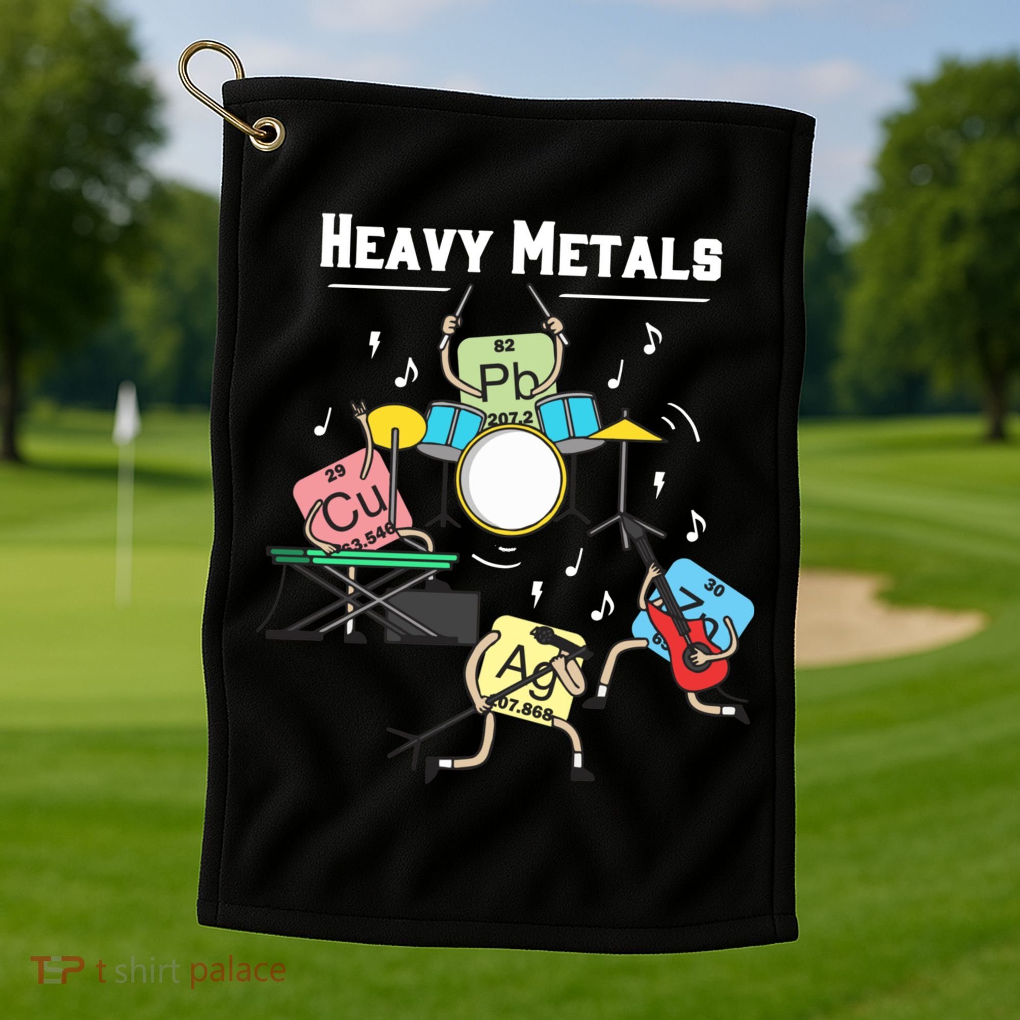 Heavy Metals Rock Chemistry Physics Periodic Table Of Elements Golf Towel