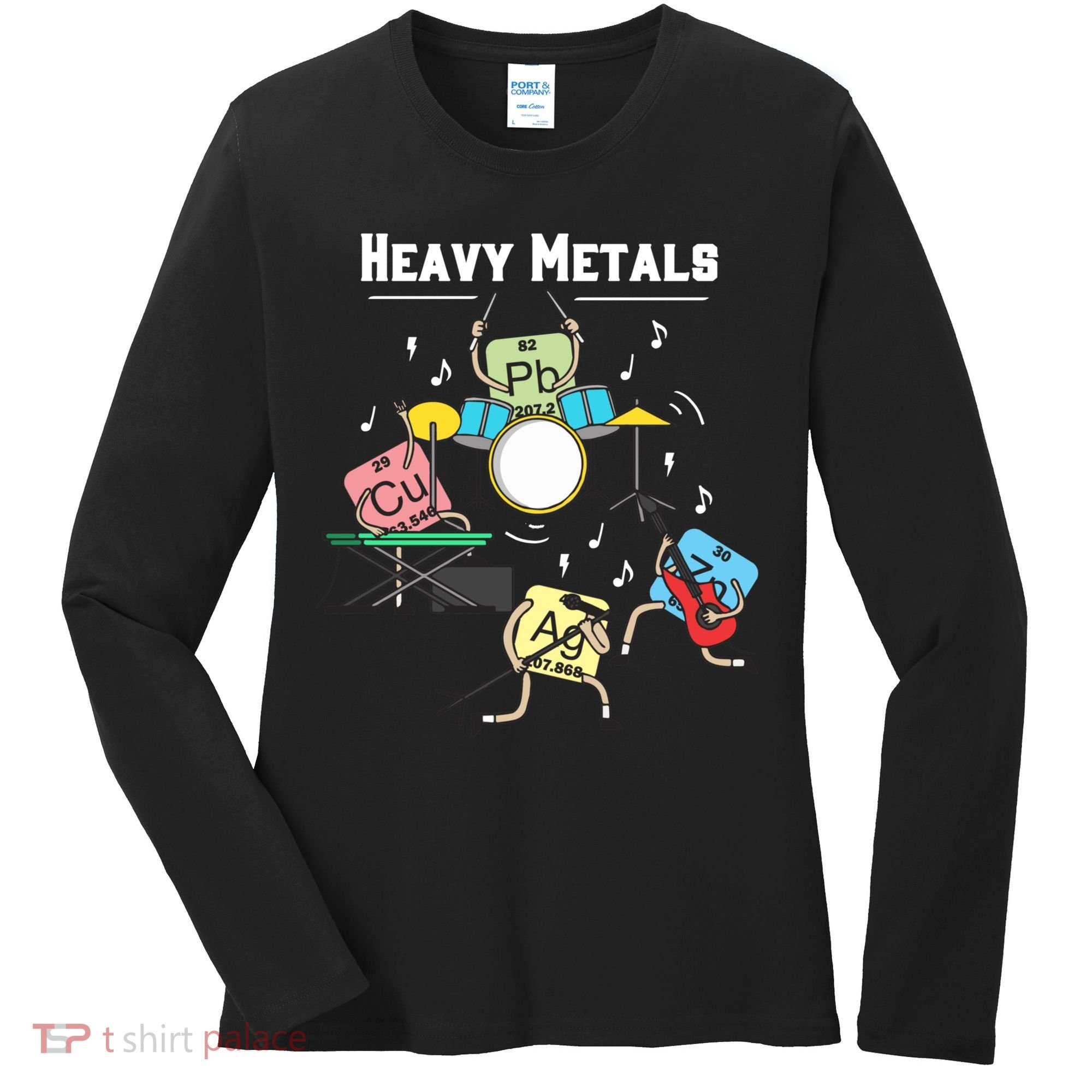 Heavy Metals Rock Chemistry Physics Periodic Table Of Elements Women's Long Sleeve Shirt