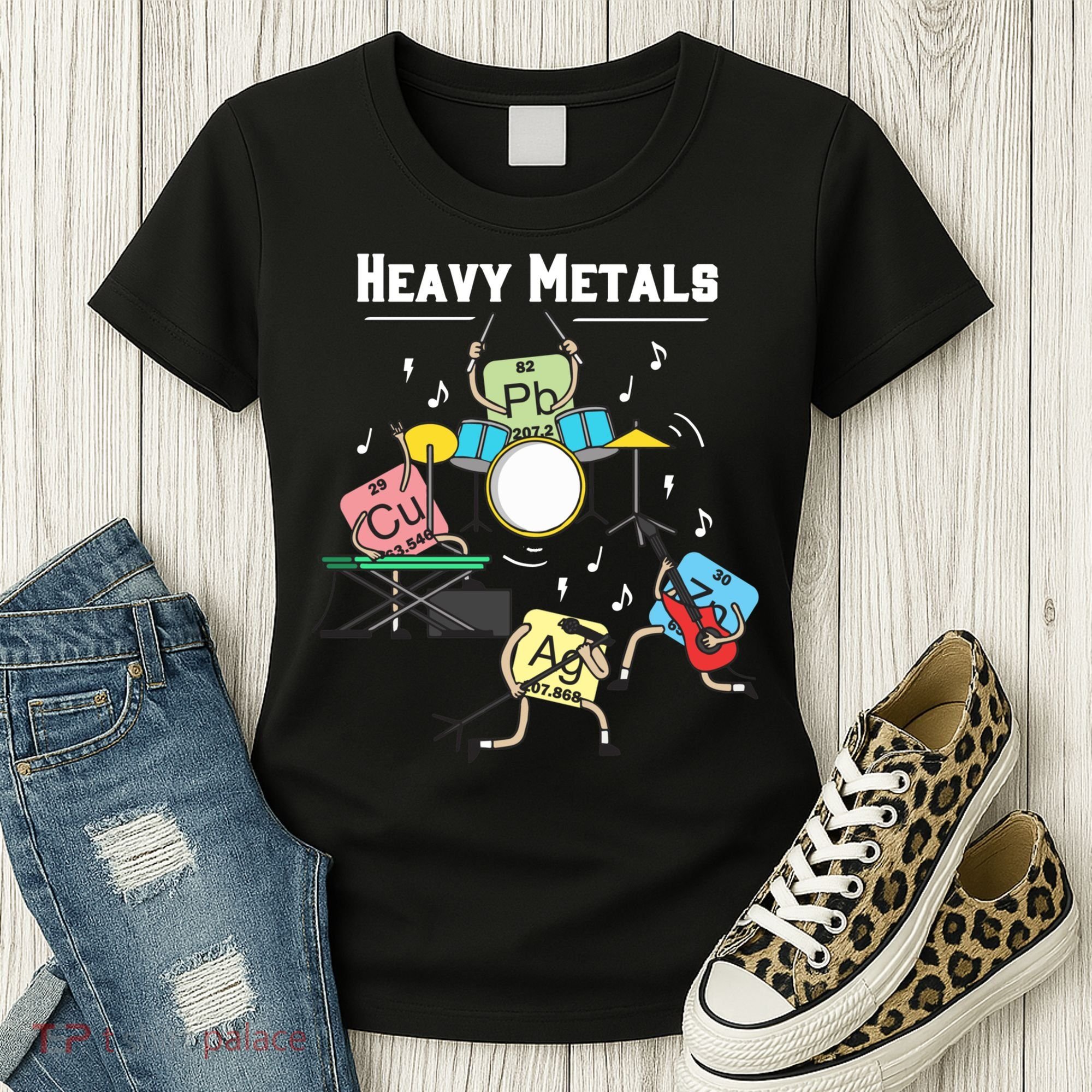 Heavy Metals Rock Chemistry Physics Periodic Table Of Elements Women's T-Shirt