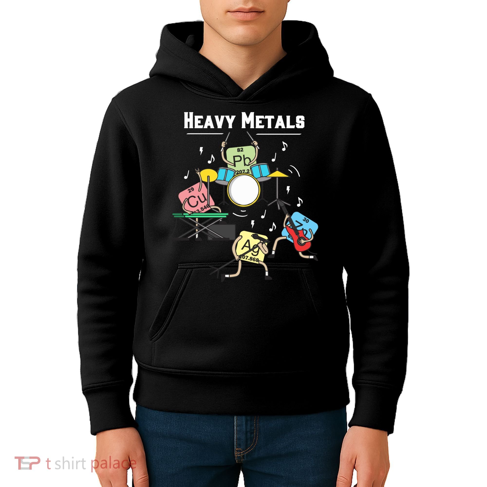 Heavy Metals Rock Chemistry Physics Periodic Table Of Elements Kids Hoodie