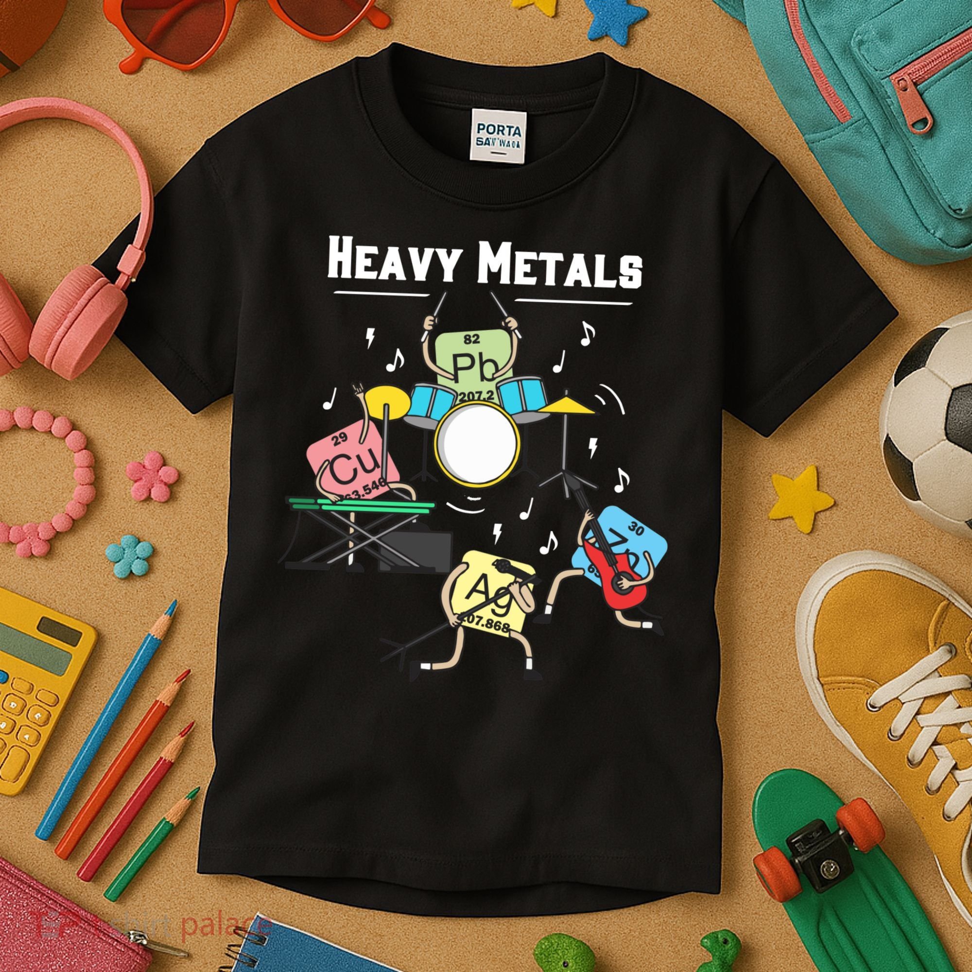Heavy Metals Rock Chemistry Physics Periodic Table Of Elements Kids T-Shirt