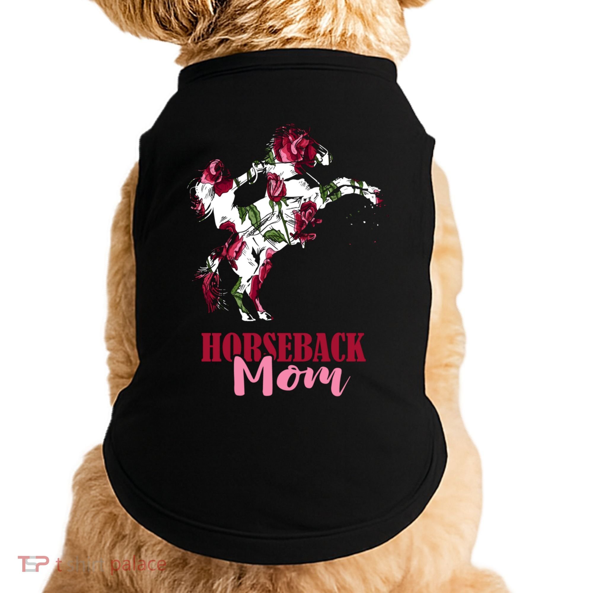 Horseback Mom Rose Horseback Riding Equestrian Rider Great Gift Doggie Tank