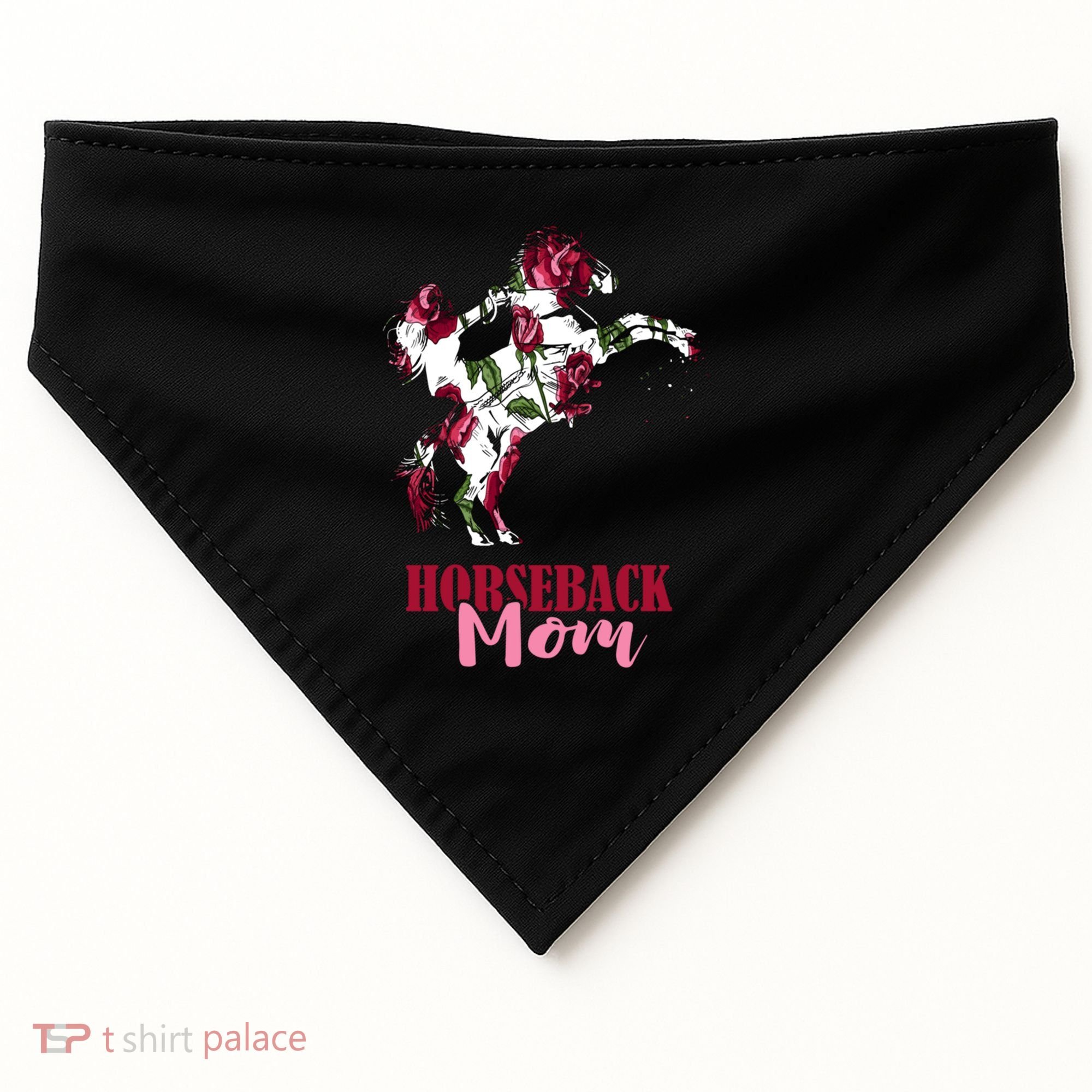 Horseback Mom Rose Horseback Riding Equestrian Rider Great Gift USA-Made Doggie Bandana