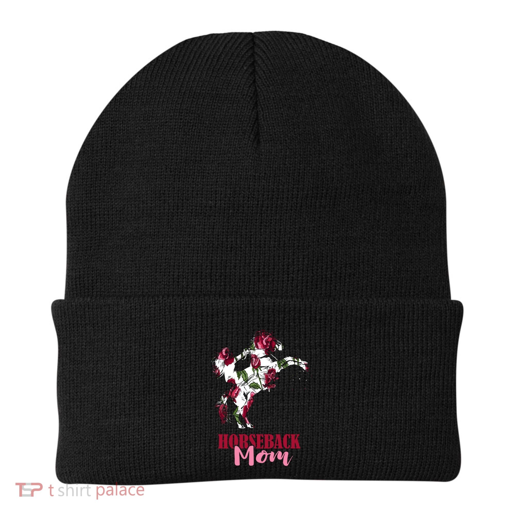Horseback Mom Rose Horseback Riding Equestrian Rider Great Gift Beanie