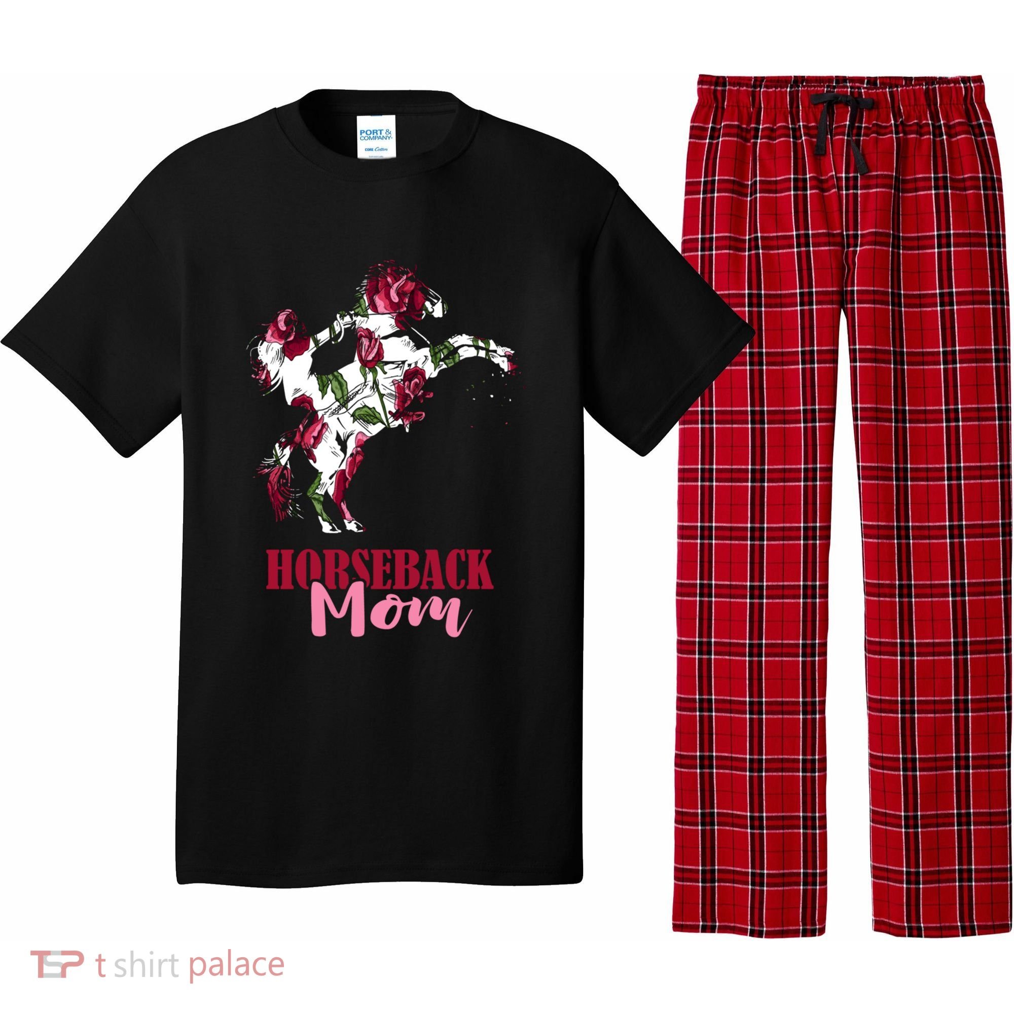 Horseback Mom Rose Horseback Riding Equestrian Rider Great Gift Pajama Set